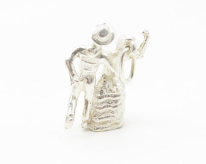 925 Sterling Silver  Vintage Shiny Petite Dancing Couple Drop Pendant  PT9028