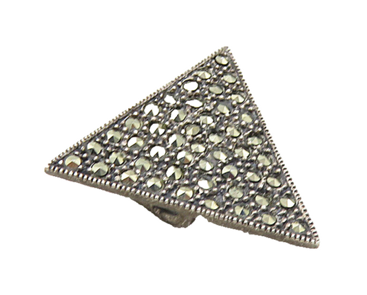 925 Sterling Silver  Vintage Sparkling Marcasite Triangle Slide Pendant PT6995