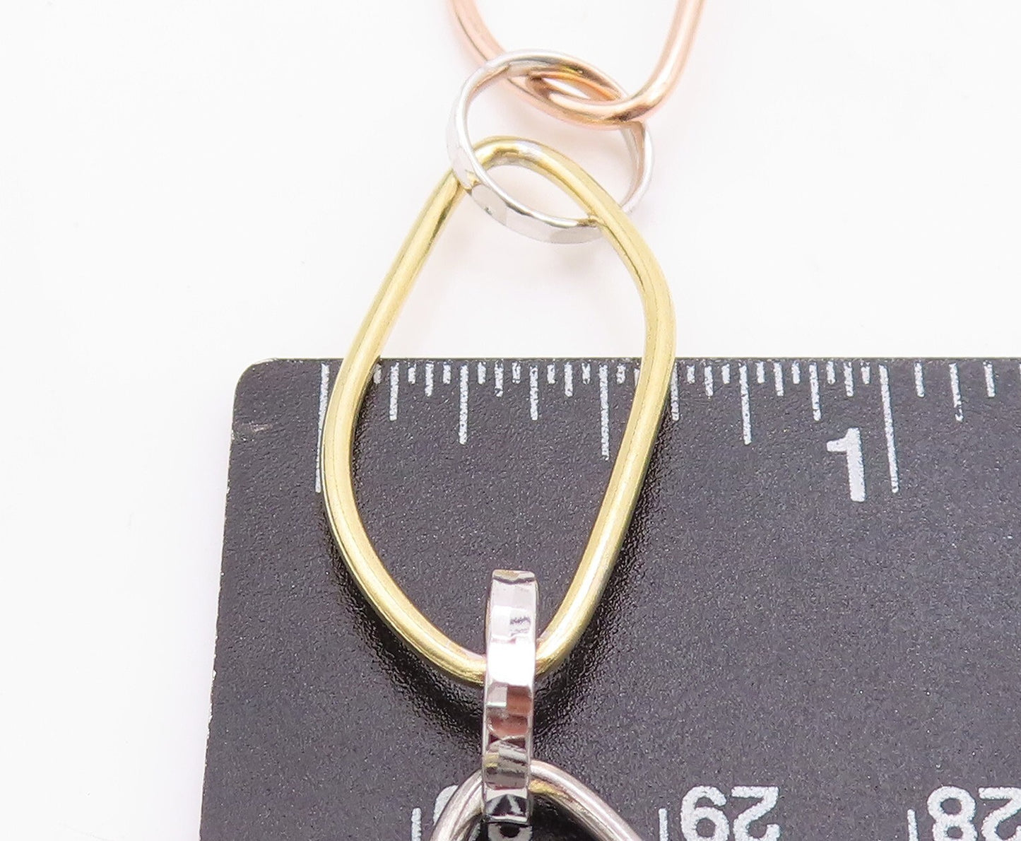 925 Sterling Silver Vintage Necklace Gold Plated Brutalist Linked Rings  NE4371