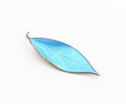 925 Sterling Silver Vintage Brooch Pin DAVID ANDERSEN NORWAY Enamel Leaf BP12664