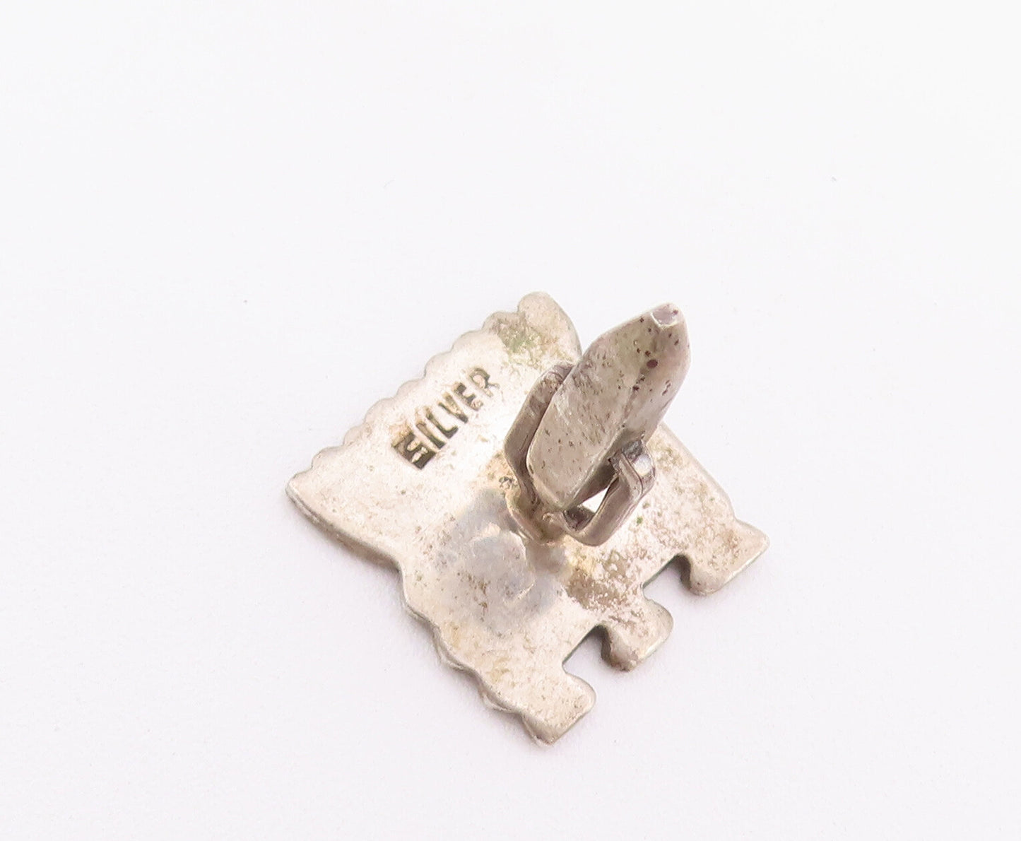 925 Sterling Silver Vintage Cuff Links MEXICO Square Etched Joker Face  TR3702