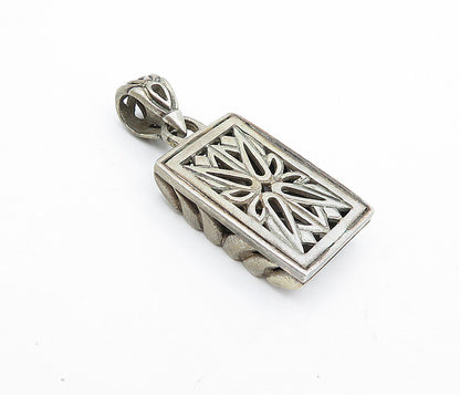 925 Sterling Silver  Vintage Dark Tone Floral Cutout Design Pendant  PT3257