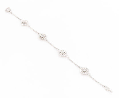 925 Sterling Silver Vintage Bracelet Elegant Floral Intricate Rope Chain BT11686