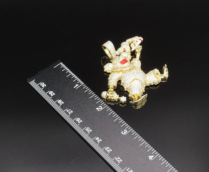 925 Silver  Vintage Gold Plated Sparkly Topaz & Enamel Figure Pendant  PT21463