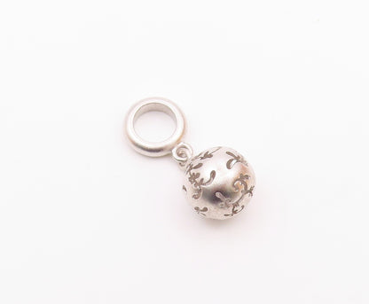 925 Sterling Silver Vintage Swirl Cutout Sphere Ornament Charm Pendant PT20659