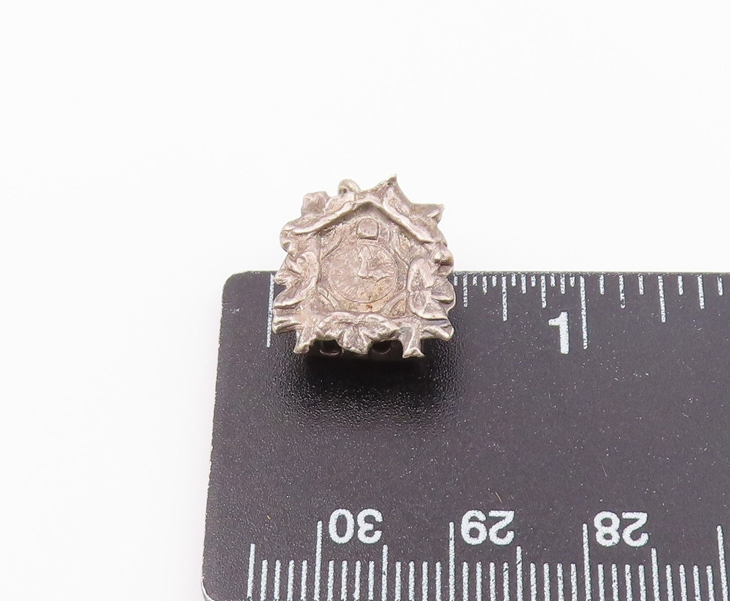 925 Sterling Silver  Vintage Petite Cuckoo Clock Motif Pendant  PT17527