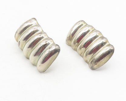 MEXICO 925 Sterling Silver  Vintage Shiny Fluted Hollow Drop Earrings  EG6125