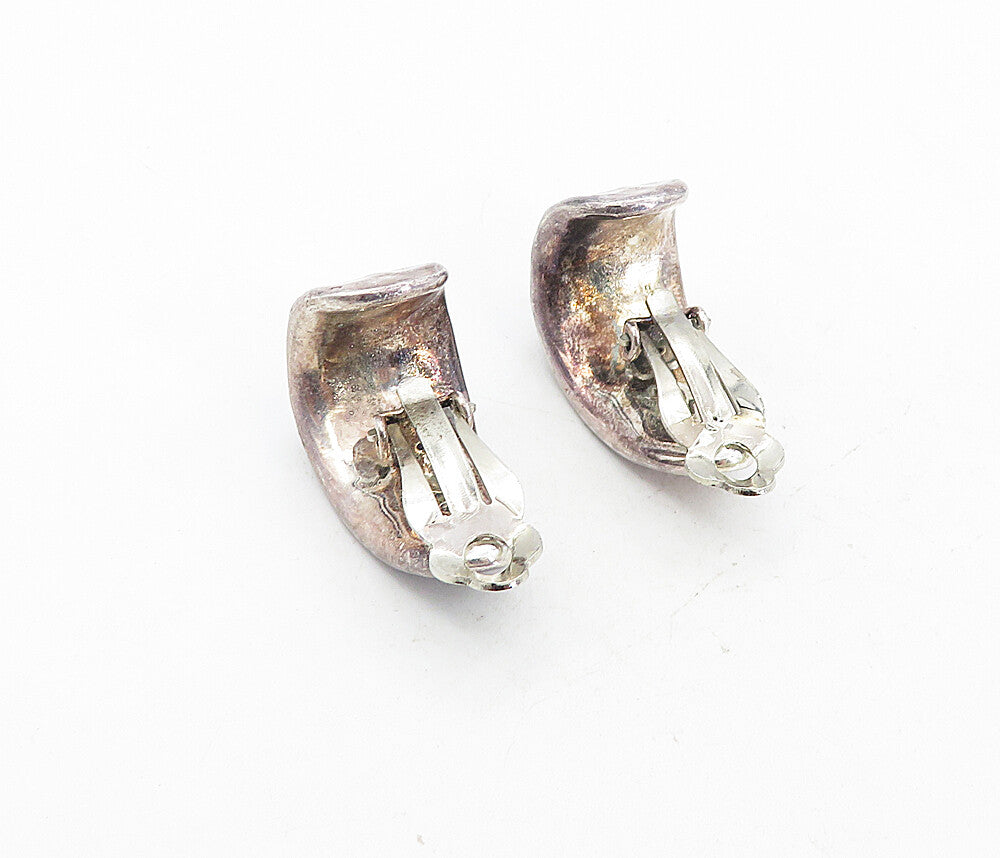 BAT AMI ISRAEL 925 Silver  Vintage Hammered Non Pierce Drop Earrings  EG4310