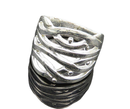 925 Sterling Silver  Shiny Polished Floral Vine Motif Band Ring Sz 7  RG18642