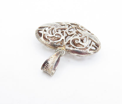 925 Sterling Silver  Vintage Swirl Cutout Design Love Heart Pendant  PT5139