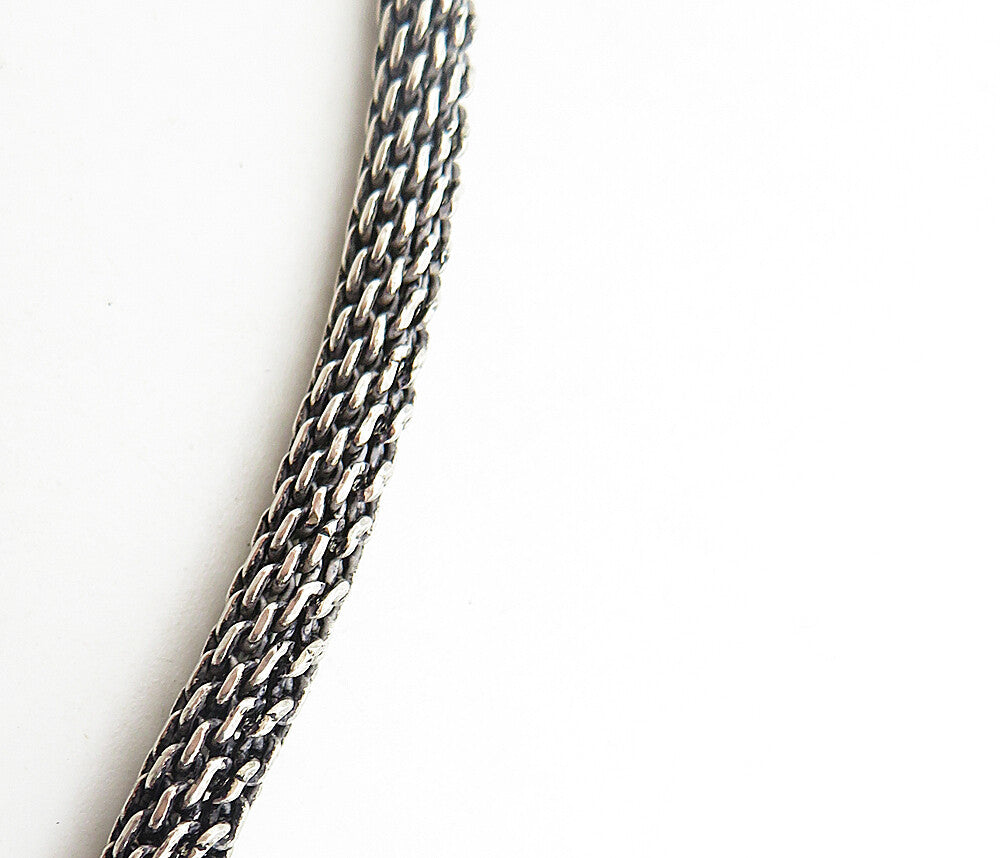 DEFOE 925 Silver  Vintage Chrysocolla Modernist Twist Chain Necklace  NE1570