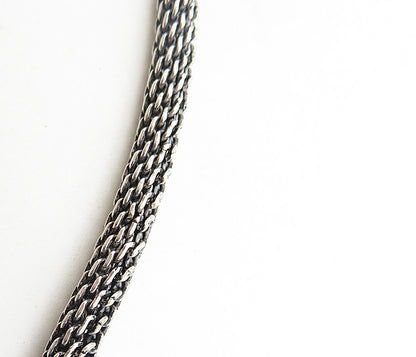 DEFOE 925 Silver  Vintage Chrysocolla Modernist Twist Chain Necklace  NE1570
