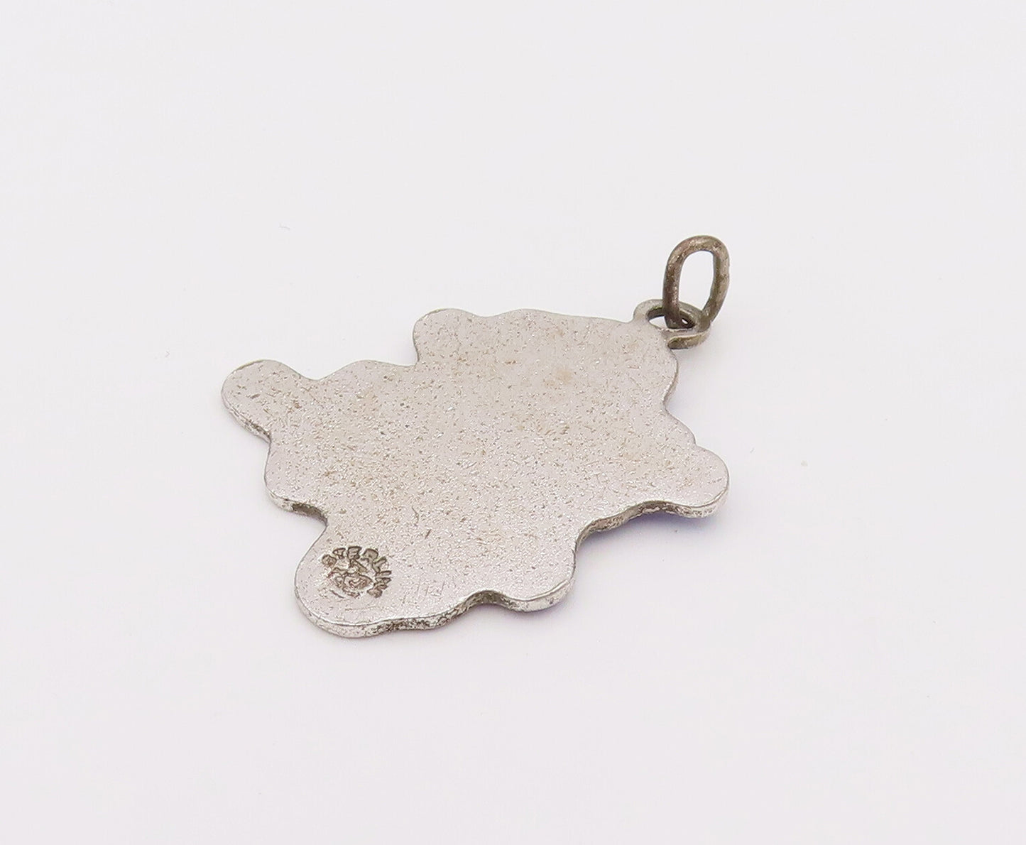 925 Sterling Silver  Vintage Blue Souvenir Bahama Cutout Map Pendant  PT22034