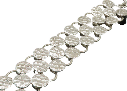 925 Sterling Silver  Vintage Shiny Round Patterned Chain Bracelet  BT9073