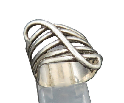 925 Sterling Silver  Vintage Slanted Multi Row Band Ring Sz 6  RG24826