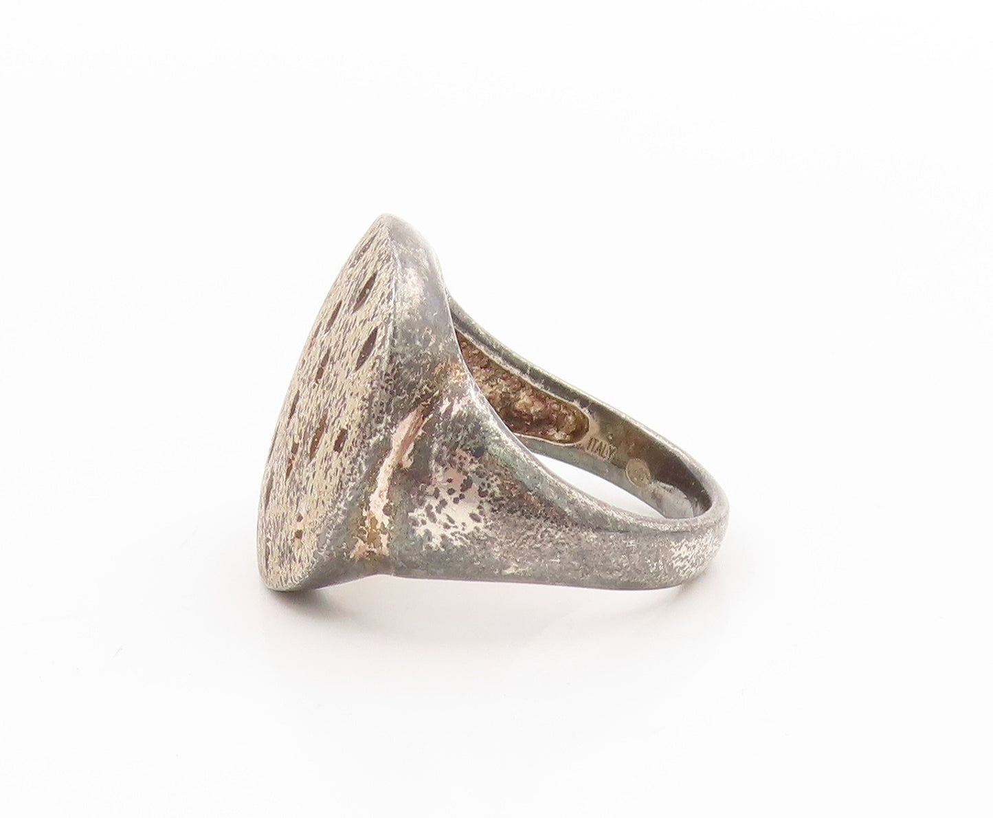 925 Sterling Silver Vintage Ring Modernist Etched Rippled Band  Sz 10  RG34010