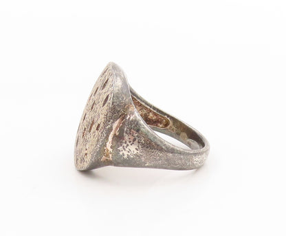 925 Sterling Silver Vintage Ring Modernist Etched Rippled Band  Sz 10  RG34010
