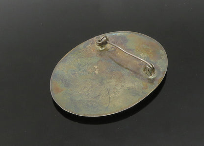 925 Sterling Silver  Vintage Etched Dancer & Temple Oval Brooch Pin  BP8456