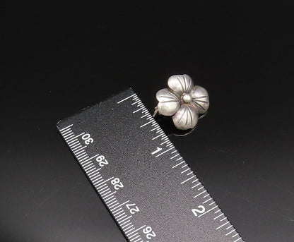 925 Silver  Vintage Etched Four Pedal Flower Non Pierced Earrings  EG12107
