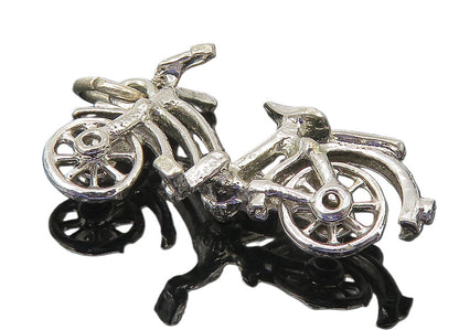 925 Sterling Silver  Vintage Petite Shiny Bicycle Motif Drop Pendant  PT8700