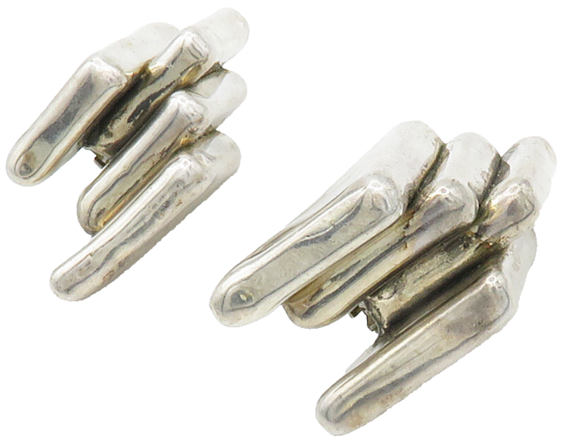 ISRAEL 925 Sterling Silver  Vintage Modernist Non Pierce Earrings  EG7787