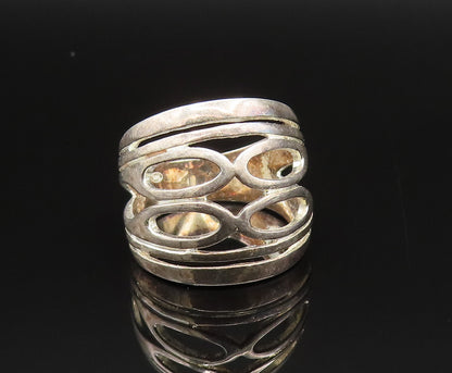 925 Sterling Silver  Vintage Open Oval Cutout Dome Ring Sz 8  RG25602