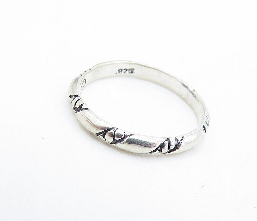 SHUBE 925 Silver  Vintage Petite Etched Slanted Pattern Band Ring Sz 6  RG6424