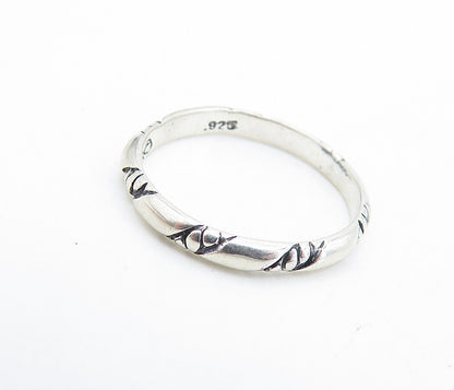 SHUBE 925 Silver  Vintage Petite Etched Slanted Pattern Band Ring Sz 6  RG6424