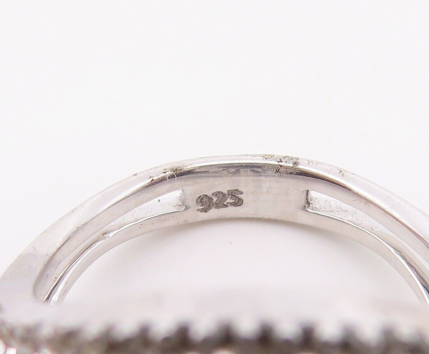 925 Sterling Silver Vintage Ring Floral 2 Tone Topaz Split Band  Sz 7.5  RG30327