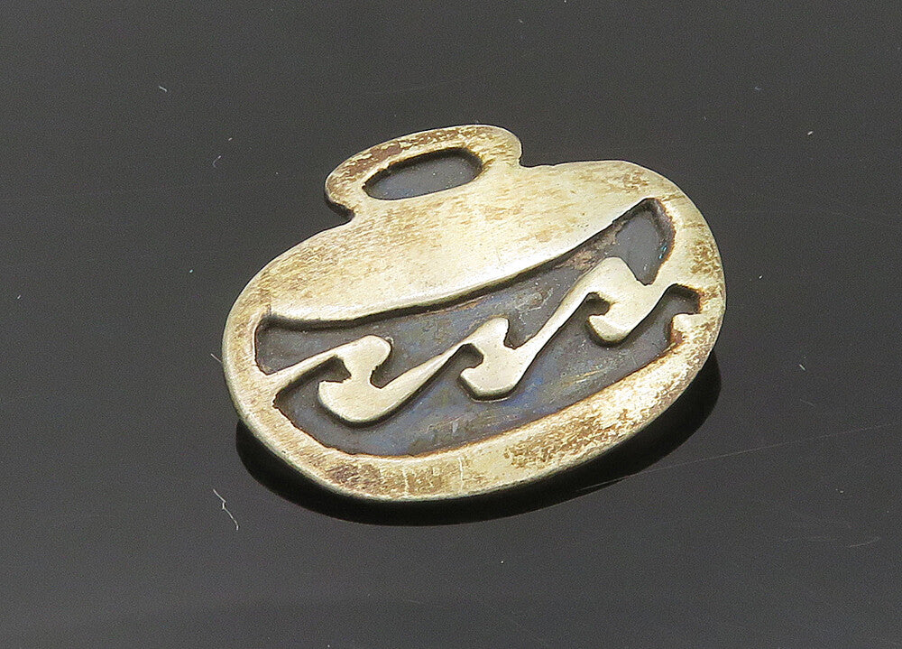 925 Sterling Silver  Vintage Two Tone Vase Pot Motif Brooch Pin  BP7994