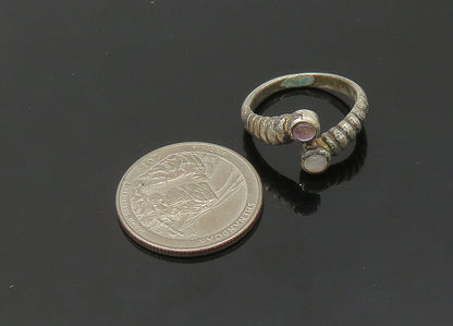 925 Sterling Silver  Vintage Cabochon Topaz Bypass Band Ring Sz 7.5  RG21445