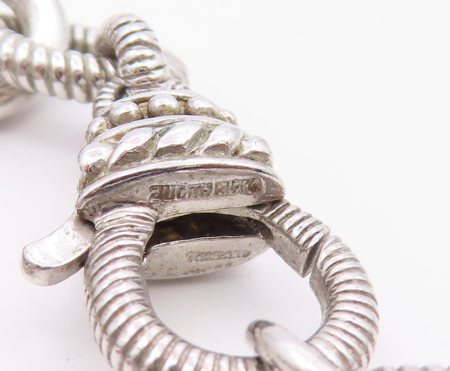 JUDITH RIPKA 925 Sterling Silver Vintage Polished & Ribbed Chain Necklace NE3922