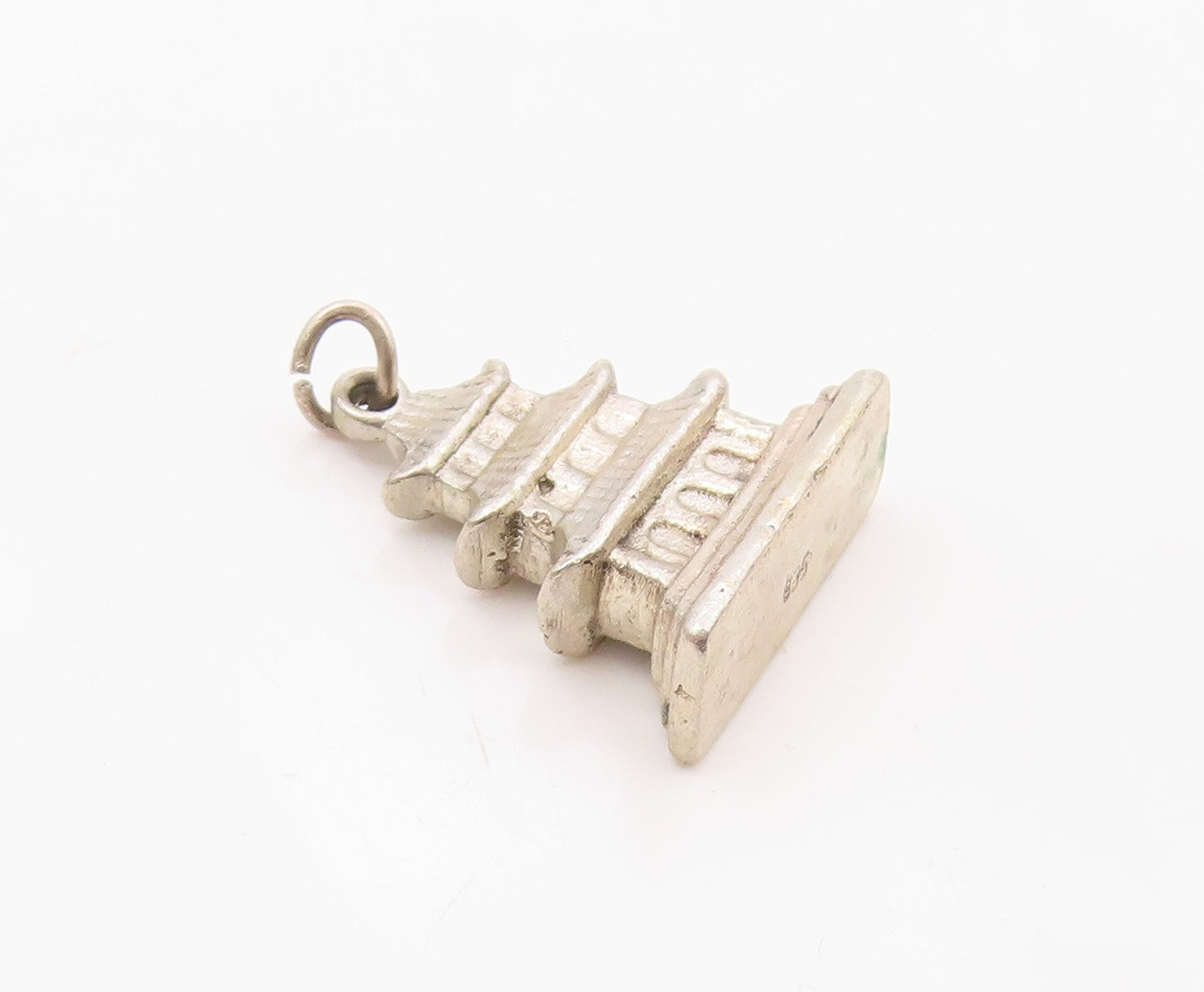 925 Sterling Silver  Vintage Three Floors House Motif Pendant  PT21495