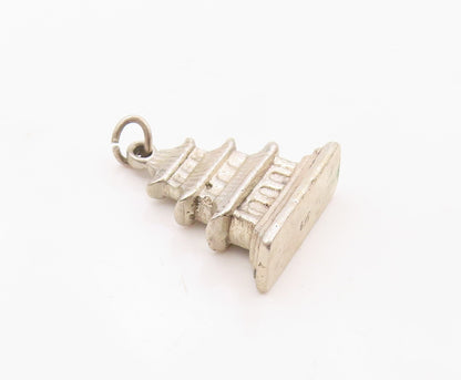 925 Sterling Silver  Vintage Three Floors House Motif Pendant  PT21495
