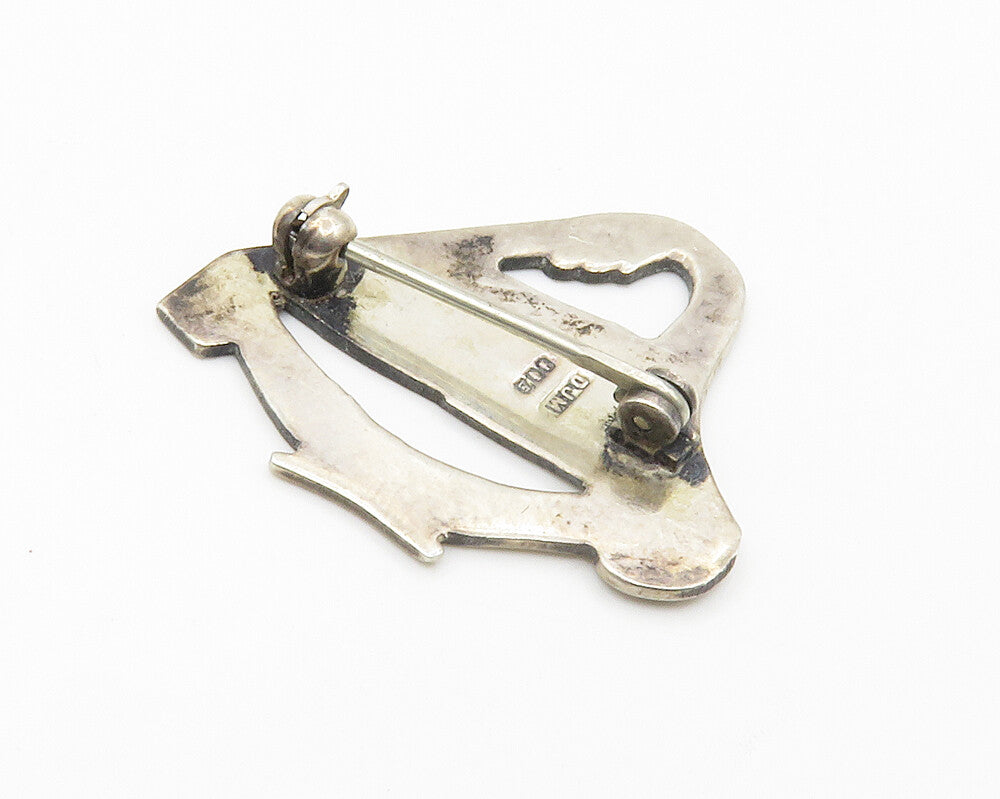 DJM ENGLAND 925 Silver  Vintage Harp Musical Instrument Brooch Pin  BP5360