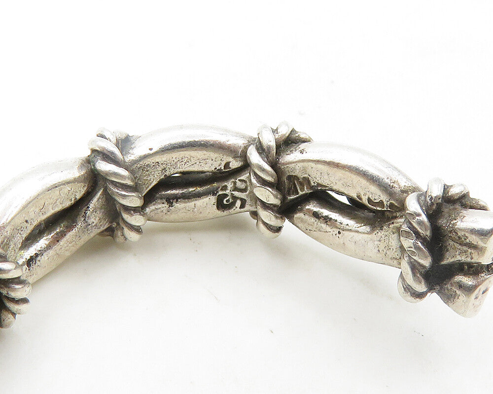 MEXICO 925 Silver  Vintage Rope Twist Wrapped Shiny JHoop Earrings  EG9539