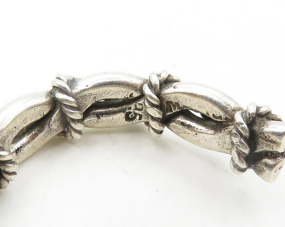 MEXICO 925 Silver  Vintage Rope Twist Wrapped Shiny JHoop Earrings  EG9539