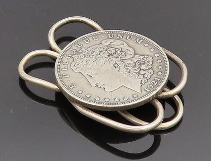 925 Sterling Silver  Vintage Antique Carved Circular Solid Money Clip  TR3582