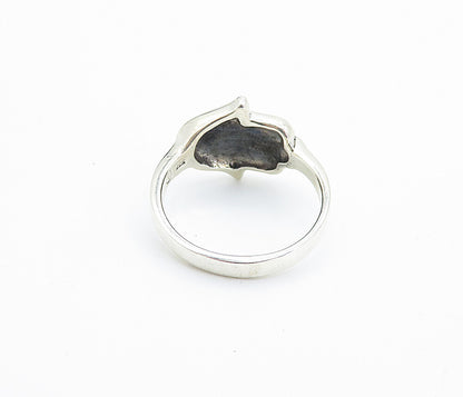 925 Sterling Silver  Vintage Shiny Swirl Pattern Hamsa Band Ring Sz 8.5 RG7835