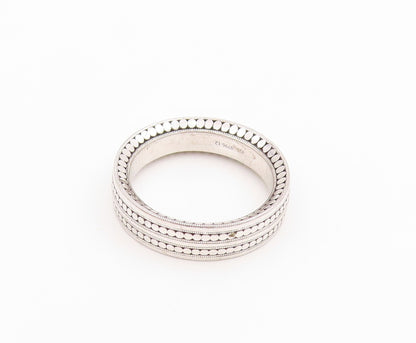 925 Sterling Silver Vintage Ring Geometric Dot Pattern Wide Band  Sz 10  RG34505