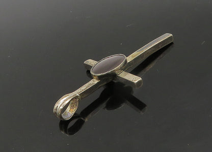 925 Sterling Silver  Vintage Abalone Shell Religious Cross Pendant  PT17635