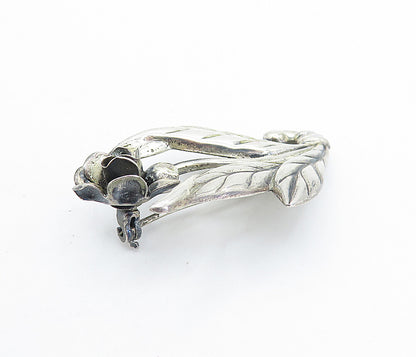 925 Sterling Silver Vintage Petite Sculpted Single Flower Brooch Pin BP2680