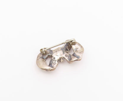 925 Sterling Silver  Vintage Dark Tone Petite Bow Tie Brooch Pin  BP7003