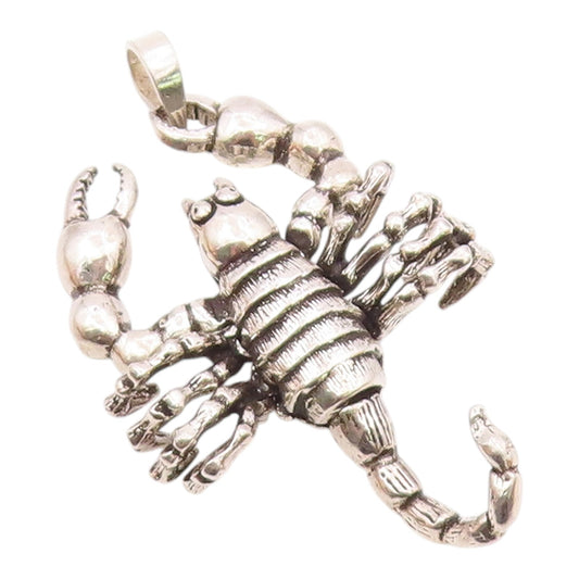 925 Sterling Silver  Vintage Shiny Scorpion Motif Pendant (MOVES)  PT18303