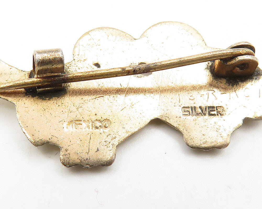 MEXICO 925 Sterling Silver  Vintage Copper Tone Love Birds Brooch Pin  BP7059