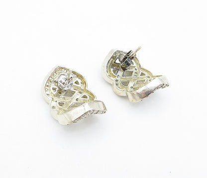 925 Sterling Silver  Vintage Cubic Zirconia Pretzel Knot Drop Earrings  EG2448