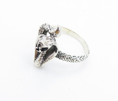 925 Sterling Silver  Vintage Cobra Snake Motif Large Band Ring Sz 13  RG7425