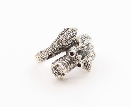 925 Sterling Silver Vintage Ring Chinese Dragon Motif Band  Sz 10.5  RG36223