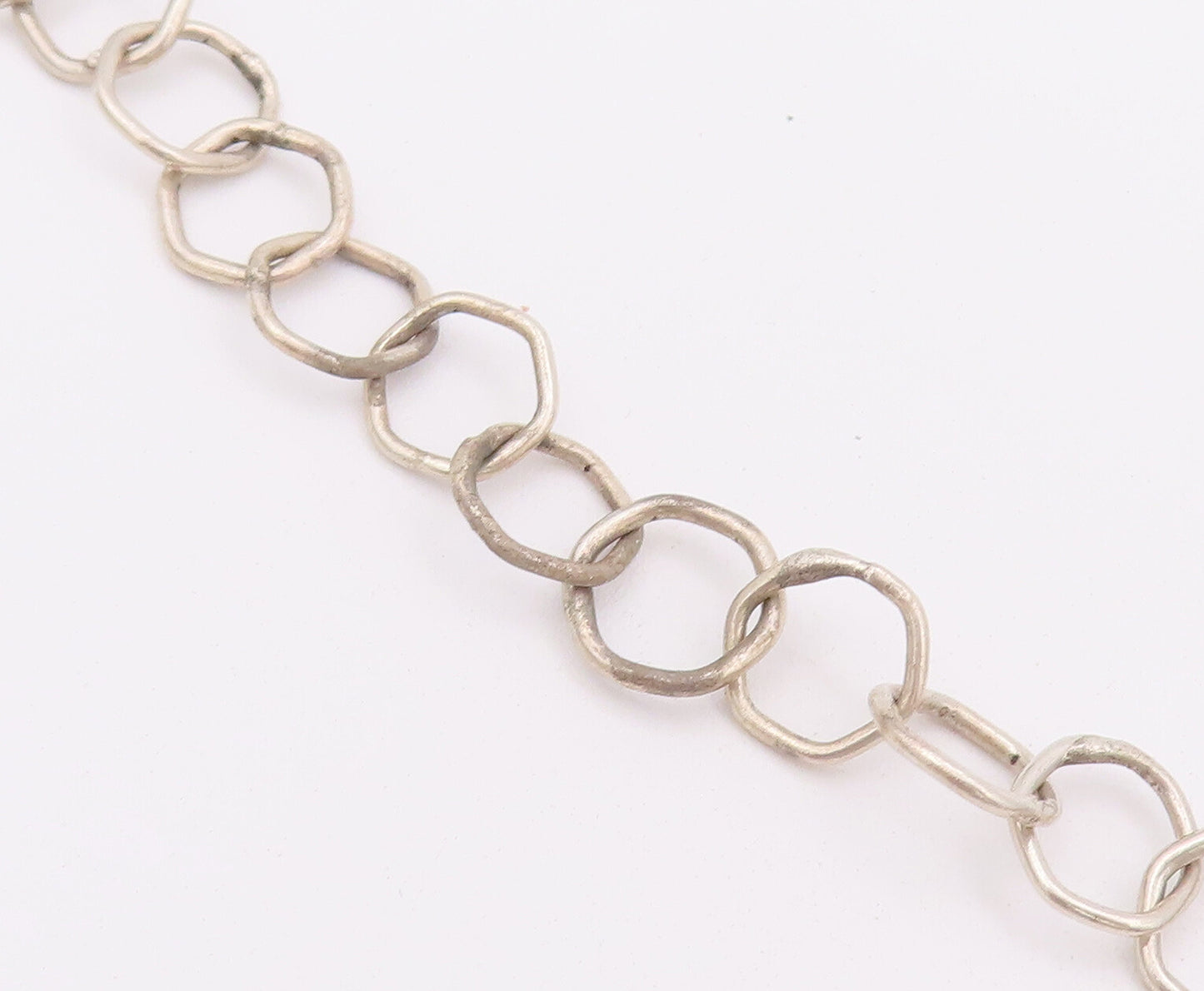 925 Sterling Silver Vintage Necklace Rough Dented Ring Liked Large Bead  NE4244