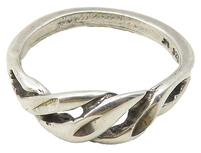 925 Sterling Silver  Vintage Diamond Cut Detail Shiny Band Ring Sz 5  RG10425